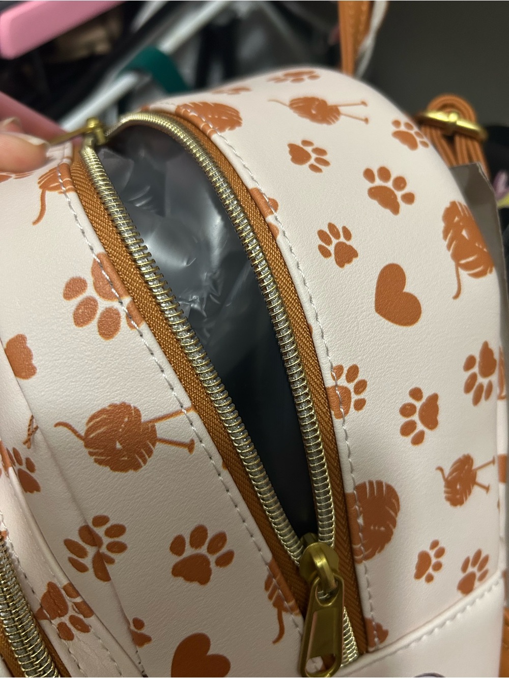 Disney Mini Backpack in Cream and Tan with Paw Print Accents - Picture 4 of 4